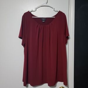 Liz Claiborne Career Plus Size 2X Burgundy Blouse